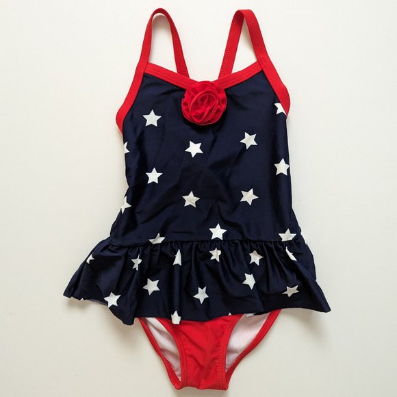 Gymboree Other - Gymboree Girls Skirted Stars Red, White, Blue One Piece Swim Suit Size 4t